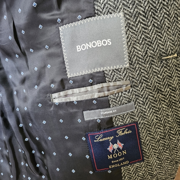 Bonobos 100% Wool Grey Herringbone Coat Regular Fit Size 40R - Picture 12 of 15
